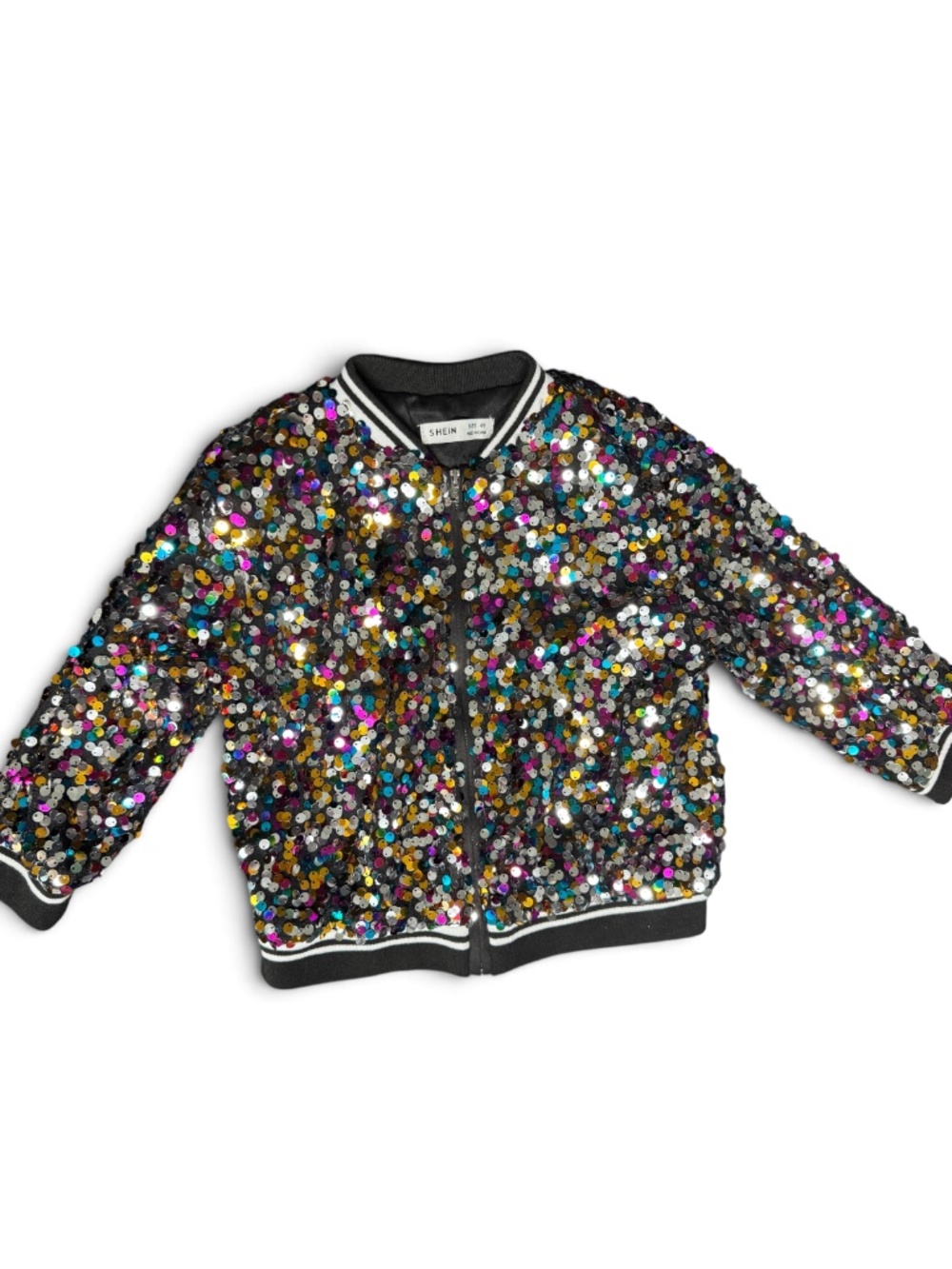 NWOT Rainbow Sequin Bomber Jacket Girls 4Y Sparkle Varsity Party